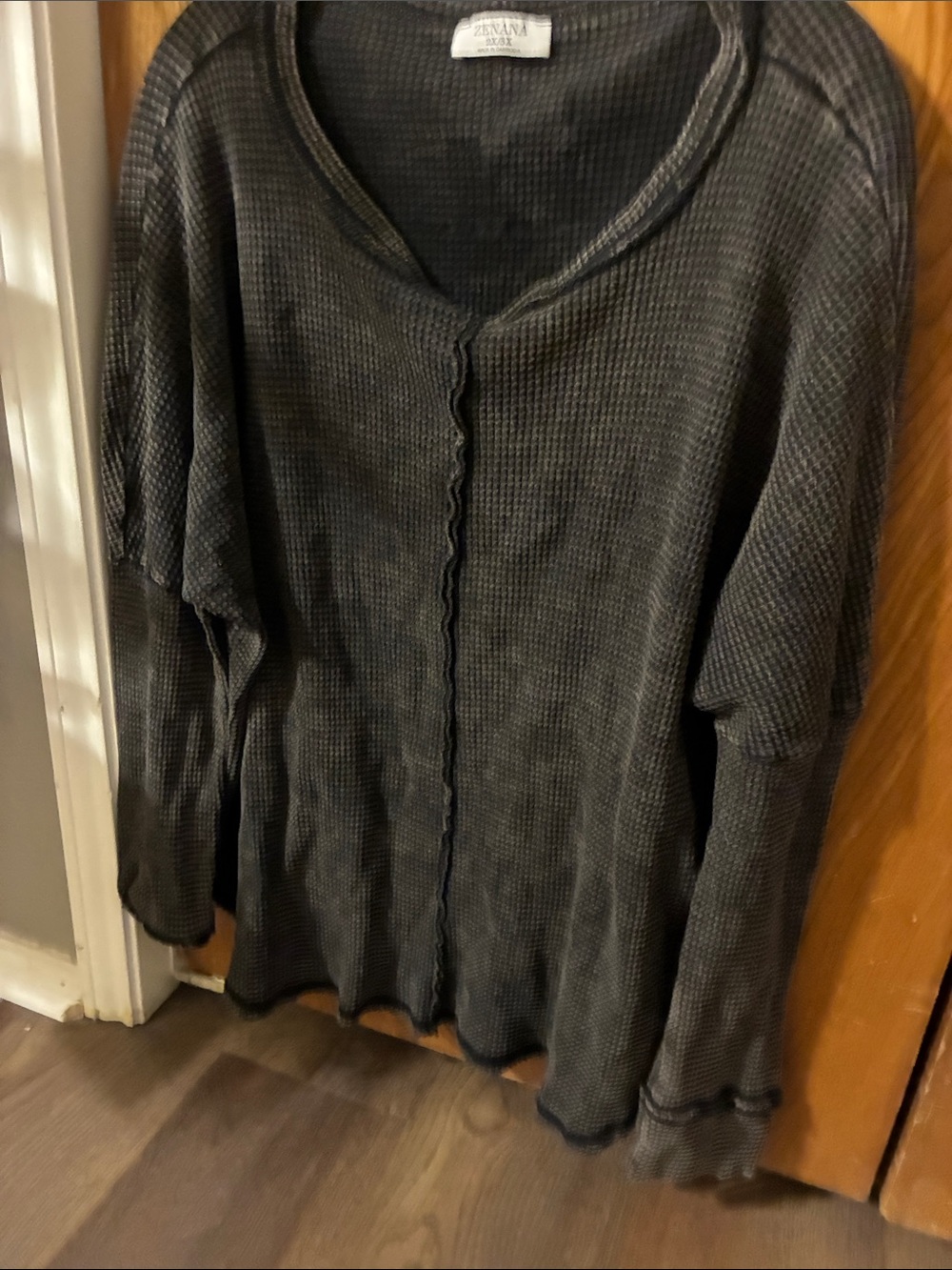 Zenana Outfitters Black Waffle-Knit Scoop Neck Sweater